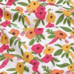 Tissu coton imprimé Isaure - Framboise, fond blanc
