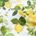 Tissu toile de coton bachette Citronette  - Fond blanc