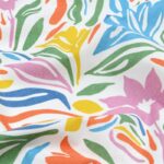 Tissu toile de coton bachette Coco - Multicolore