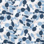 Tissu toile de coton bachette Dorade - Bleu, beige