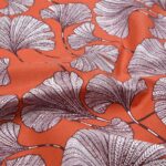 Tissu toile de coton bachette Ginkgo - Terracotta