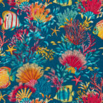 Toile de coton Marina fond bleu marine édition Thevenon Paris - OEKO-TEX