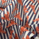 Tissu  coton imprimé Rayure Homard  - Bleu marine, fond blanc