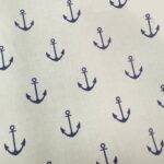 Tissu coton imprimé Ancre marin - Fond blanc