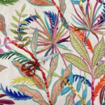 Tissu velours microfibre imprimé Tropical Bloom - Multicolore, naturel