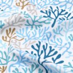 Tissu coton imprimé Moresby - Bleu, fond blanc