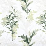 Tissu sergé coton enduit Oeko-tex Rameau - Vert, fond blanc