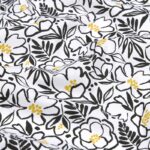 Tissu coton imprimé Tallulah - Noir, fond blanc