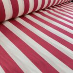 Tissu d'exterieur à rayures grande largeur 320cm Escale - Rose fuchsia, blanc