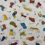Tissu coton imprimé grande largeur 280 cm - Chat, multicolore