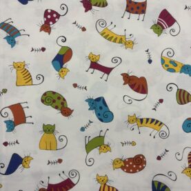 Tissu coton imprimé grande largeur 280 cm - Chat, multicolore
