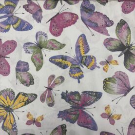 Tissu coton imprimé grande largeur 280 cm - Papillon, fond blanc