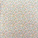 Tissu popeline coton imprimé fleurs - Rose, Fond blanc