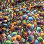 Tissu coton 3D imprimé Coquillages - Multicolore