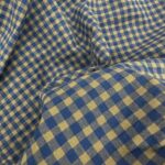 Tissu Seersucker Vichy coton - Bleu, naturel