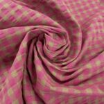 Tissu Seersucker Vichy coton - Rose, naturel