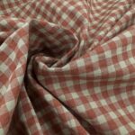 Tissu Seersucker Vichy coton - Brique, naturel