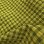 Tissu Seersucker Vichy coton - Vert, jaune