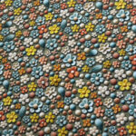 Tissu coton 3D imprimé petites fleurs - Multicolore, fond sauge