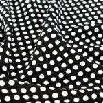 Tissu Crêpe à Pois Blanc - Fond Noir