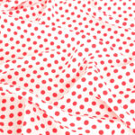 Tissu Crêpe à Pois Rouge - Fond Blanc