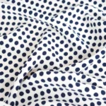 Tissu Crêpe à Pois Bleu Marine - Fond blanc