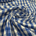 Popeline coton vichy carreaux - Bleu roi