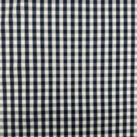 Popeline coton vichy carreaux - Bleu marine