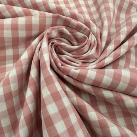 Popeline coton vichy carreaux - Rose poudré