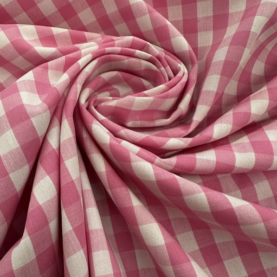 Popeline coton vichy carreaux - Rose