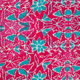 Tissu coton Broderie anglaise - Rose fuchsia, turquoise