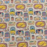 Tissu coton imprimé Sardines - Multicolore, Fond blanc