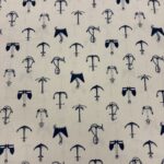 Tissu coton imprimé ancres - Bleu Marine, Fond blanc
