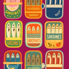 Coupon de tissu - Boites Sardines