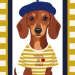 Coupon de tissu - Teckel love Paris