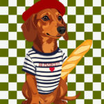 Coupon de tissu - Teckel & Baguette