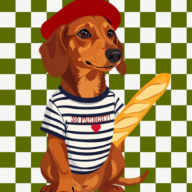 Coupon de tissu - Teckel & Baguette