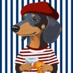 Coupon de tissu - Teckel & Rayure