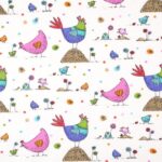 Tissu Coton Cretonne Zazou- Multicolore fond Blanc