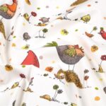 Tissu Coton Cretonne Zazou- Rousse fond Blanc