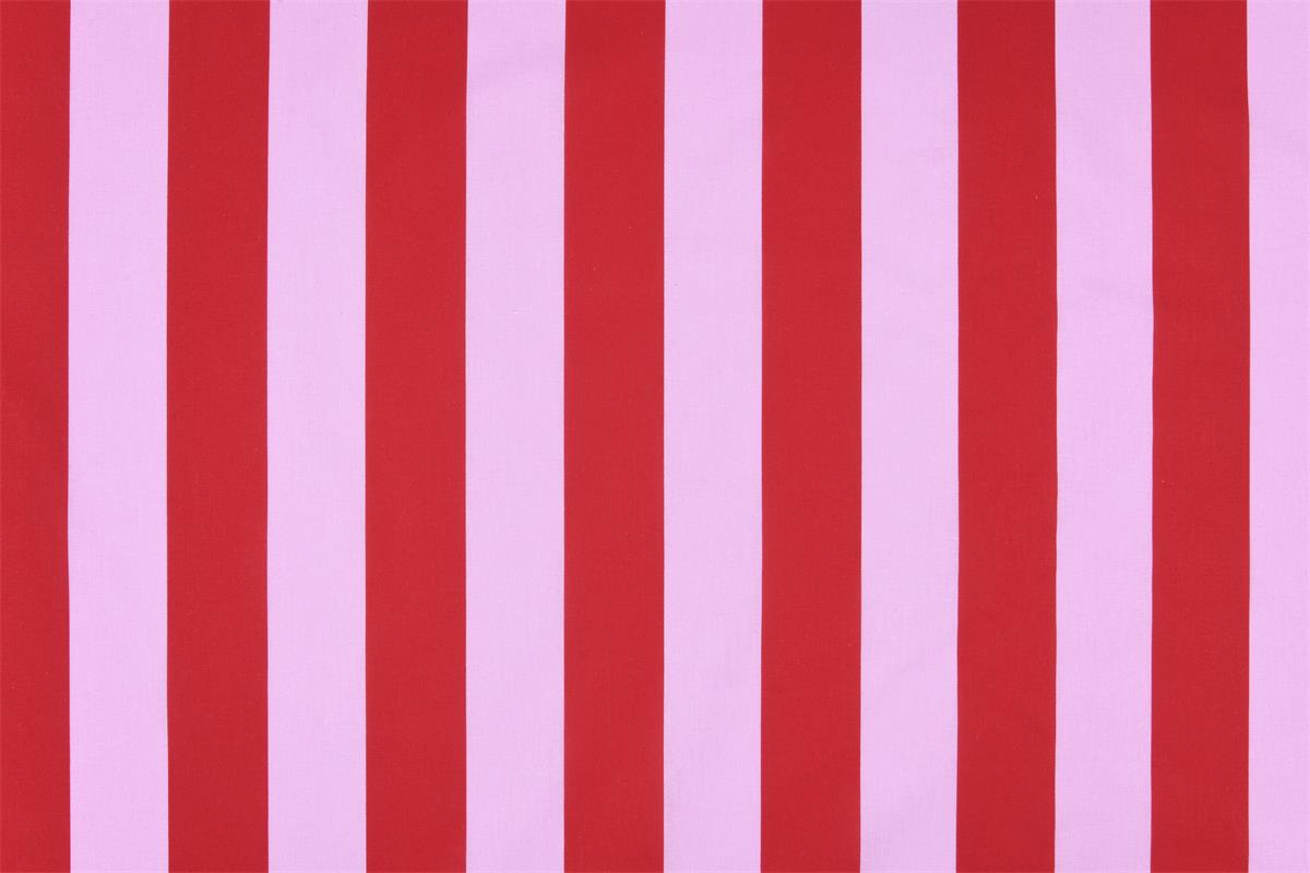 3665269404586_1 Tissu Coton Cretonne bicolor rayure - Rouge, Rose – Image 1