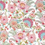 Tissu Coton Cretonne Bloom- Multicolore fond Blanc