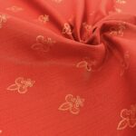 Coupon de tissu Jacquard empire fleur de lys Rouge 1 m x 1,40 m -  N°153