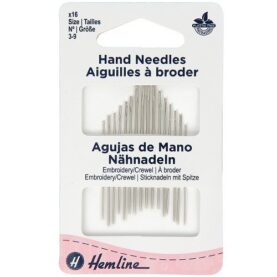 Aiguilles à broder tailles 3 à 9 - lot de 16