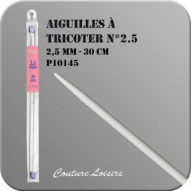 Aiguilles à tricoter 30 cm n° 2,5 en métal - la paire