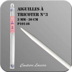 Aiguilles à tricoter 30 cm n° 3 en métal - la paire