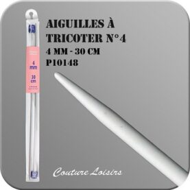 Aiguilles à tricoter 30 cm n° 4 en métal - la paire