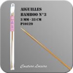 Aiguilles à tricoter 33 cm n° 3 en bambou - la paire