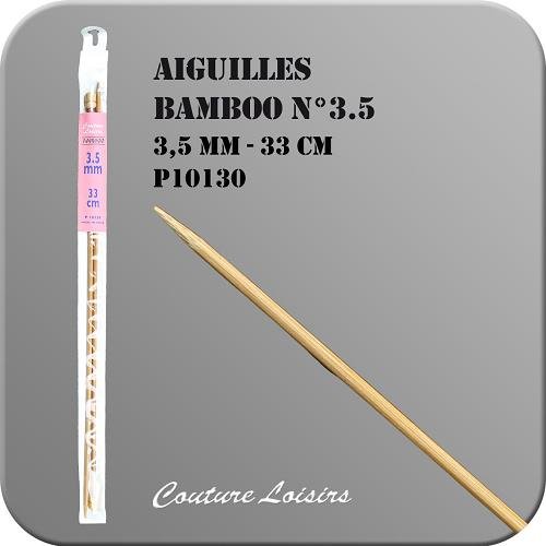 Aiguilles à tricoter 33 cm n° 3,5 en bambou - la paire Aiguilles à tricoter 33 cm n° 3,5 en bambou - la paire