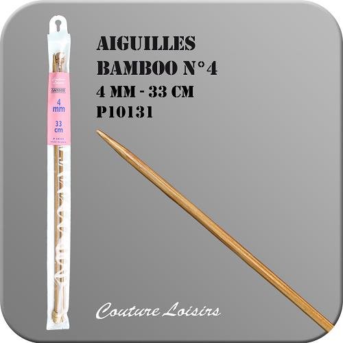 Aiguilles à tricoter 33 cm n° 4 en bambou - la paire Aiguilles à tricoter 33 cm n° 4 en bambou - la paire
